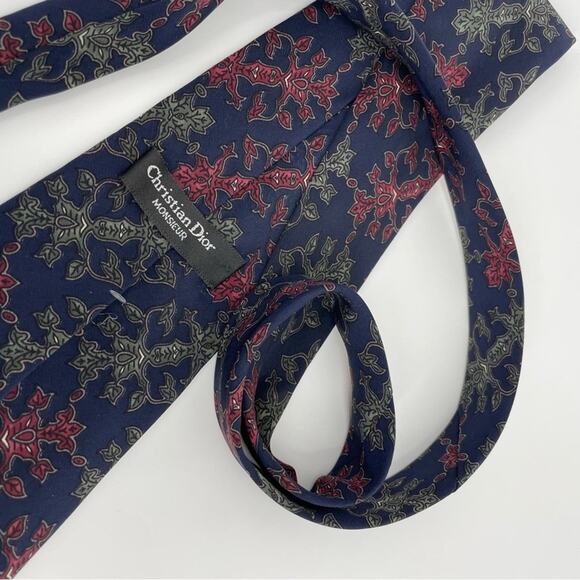 Vintage Christian Dior Silk Tie Navy - Picture 5 of 6